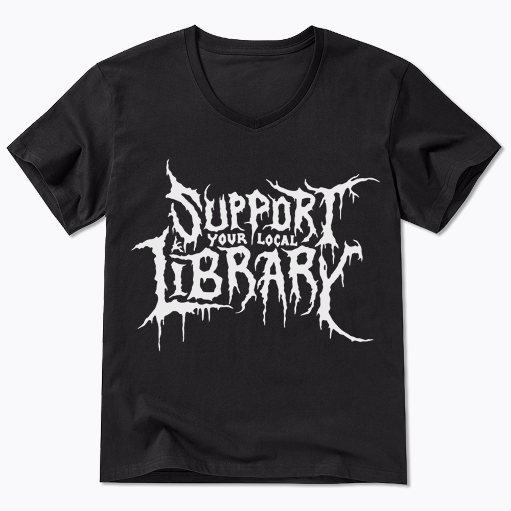 Death Metal Print V-Neck Classic T-Shirts