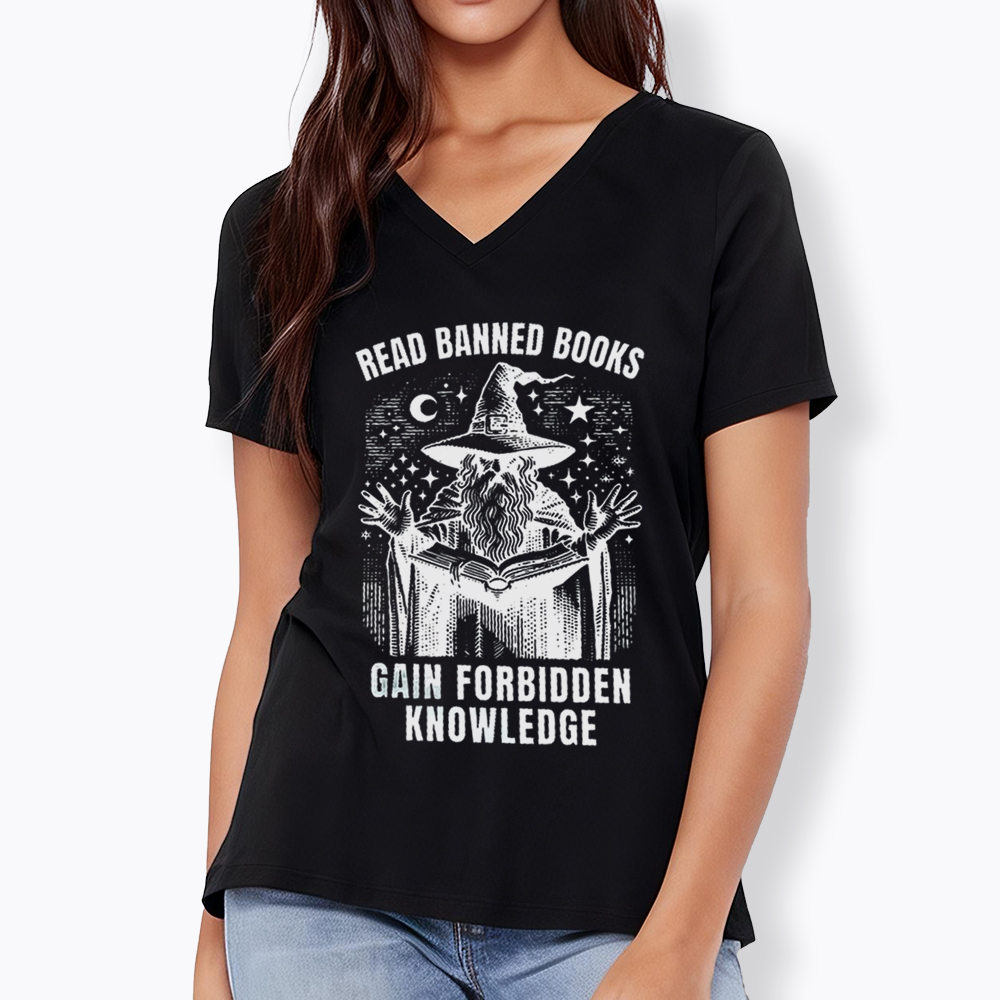 Read Banned Books Gain Forbidden Knowledge V-Neck Classic T-Shirt