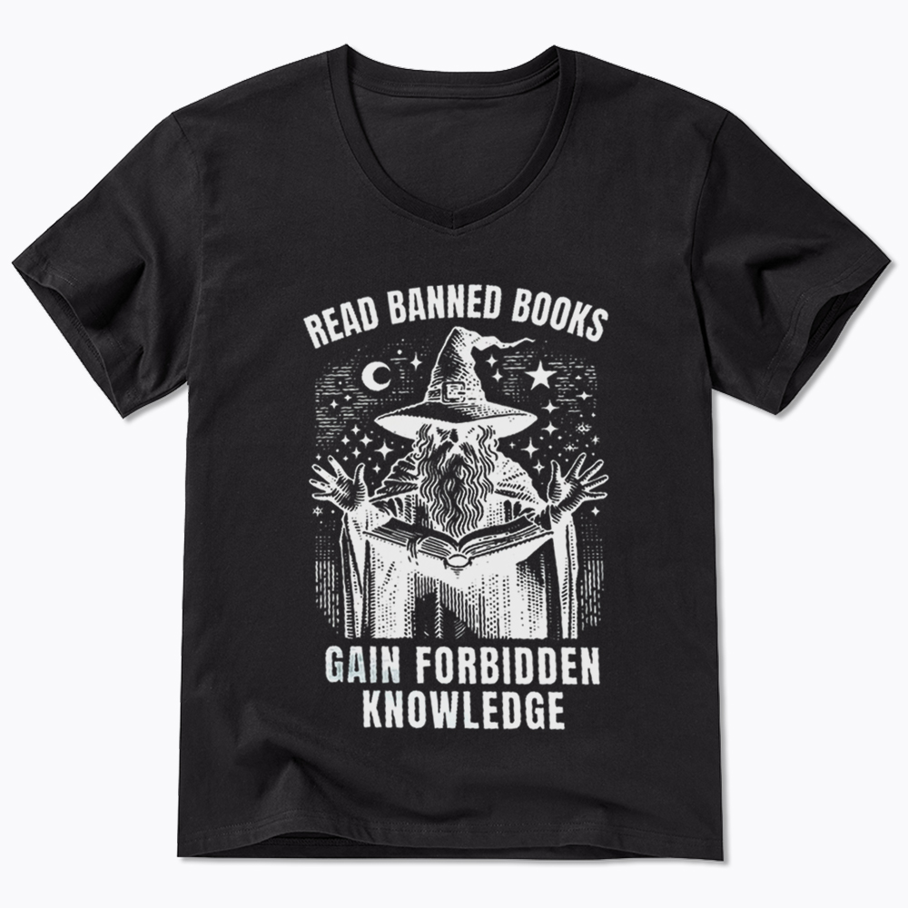 Read Banned Books Gain Forbidden Knowledge V-Neck Classic T-Shirt
