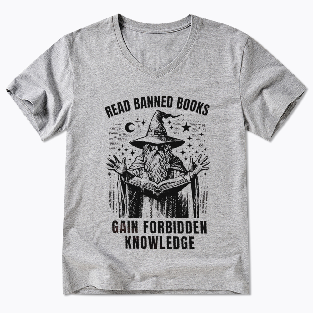 Read Banned Books Gain Forbidden Knowledge V-Neck Classic T-Shirt