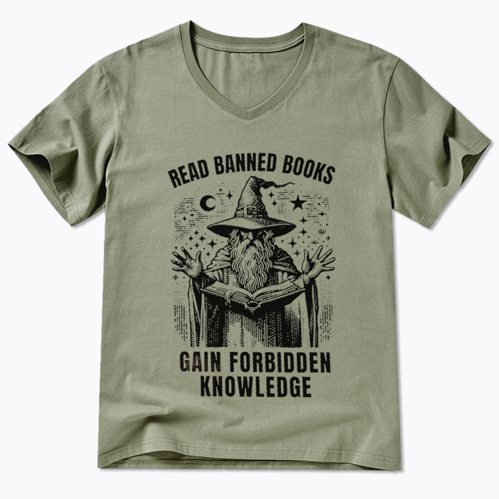 Read Banned Books Gain Forbidden Knowledge V-Neck Classic T-Shirt