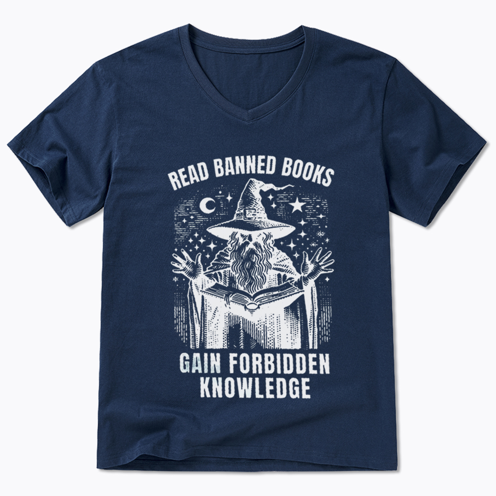 Read Banned Books Gain Forbidden Knowledge V-Neck Classic T-Shirt