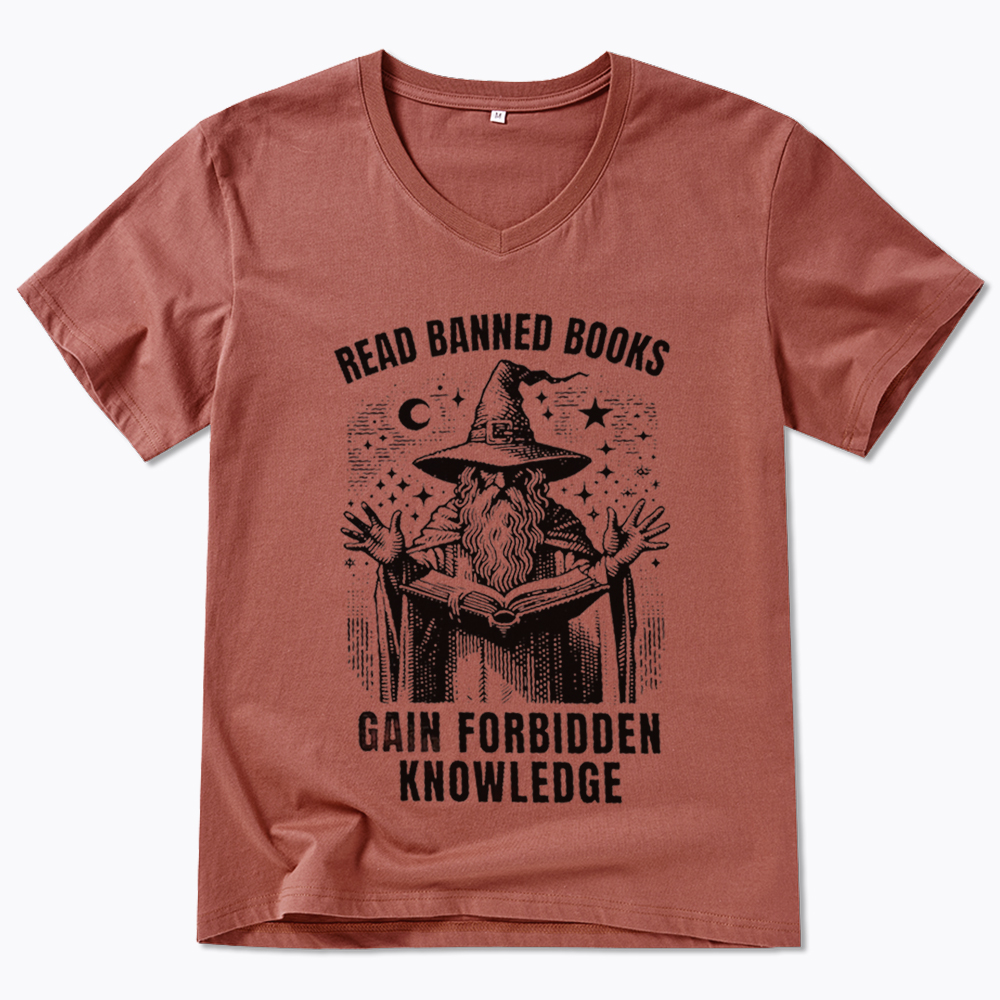 Read Banned Books Gain Forbidden Knowledge V-Neck Classic T-Shirt