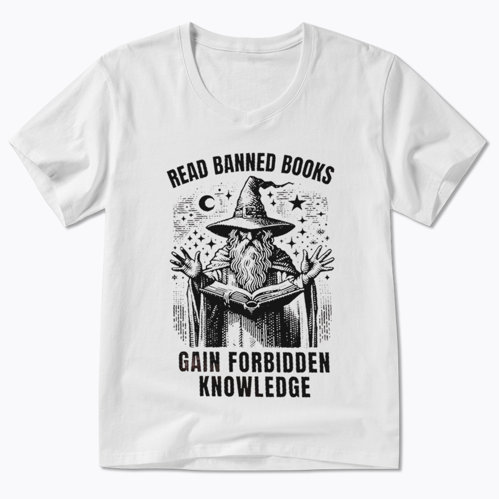 Read Banned Books Gain Forbidden Knowledge V-Neck Classic T-Shirt