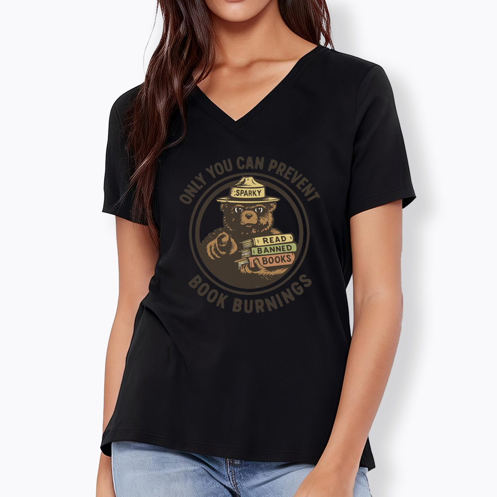 Only You Can Prevent Book Burnings V-Neck Classic T-Shirts