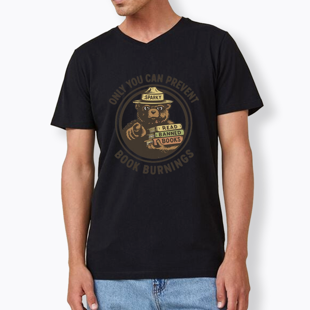 Only You Can Prevent Book Burnings V-Neck Classic T-Shirts