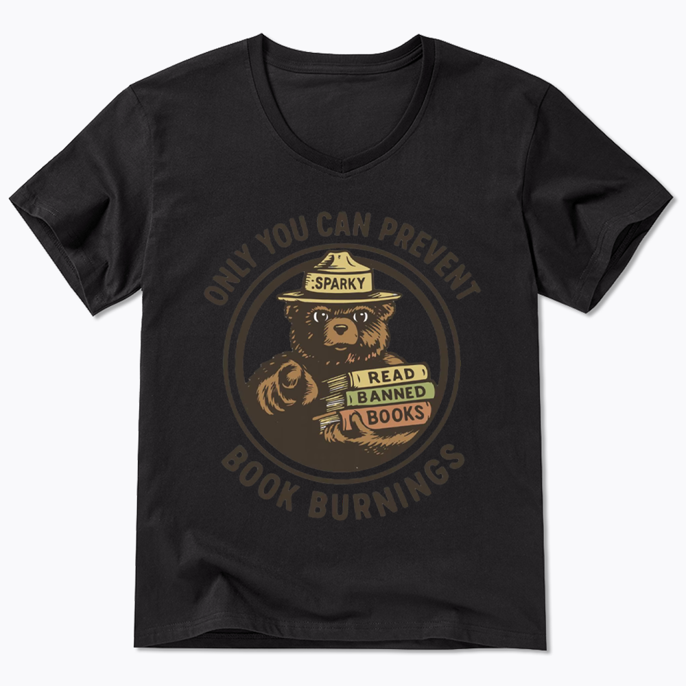 Only You Can Prevent Book Burnings V-Neck Classic T-Shirts