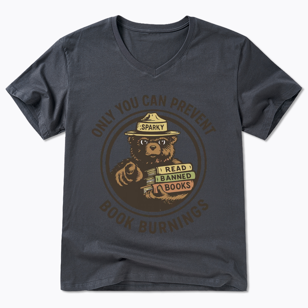 Only You Can Prevent Book Burnings V-Neck Classic T-Shirts