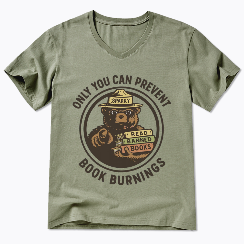 Only You Can Prevent Book Burnings V-Neck Classic T-Shirts