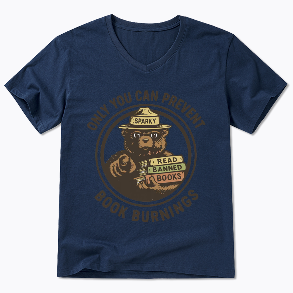 Only You Can Prevent Book Burnings V-Neck Classic T-Shirts