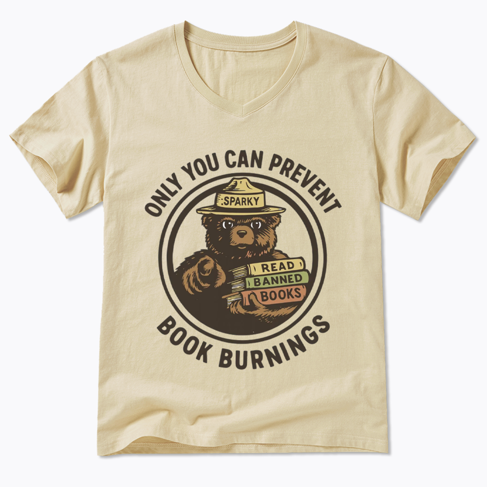 Only You Can Prevent Book Burnings V-Neck Classic T-Shirts
