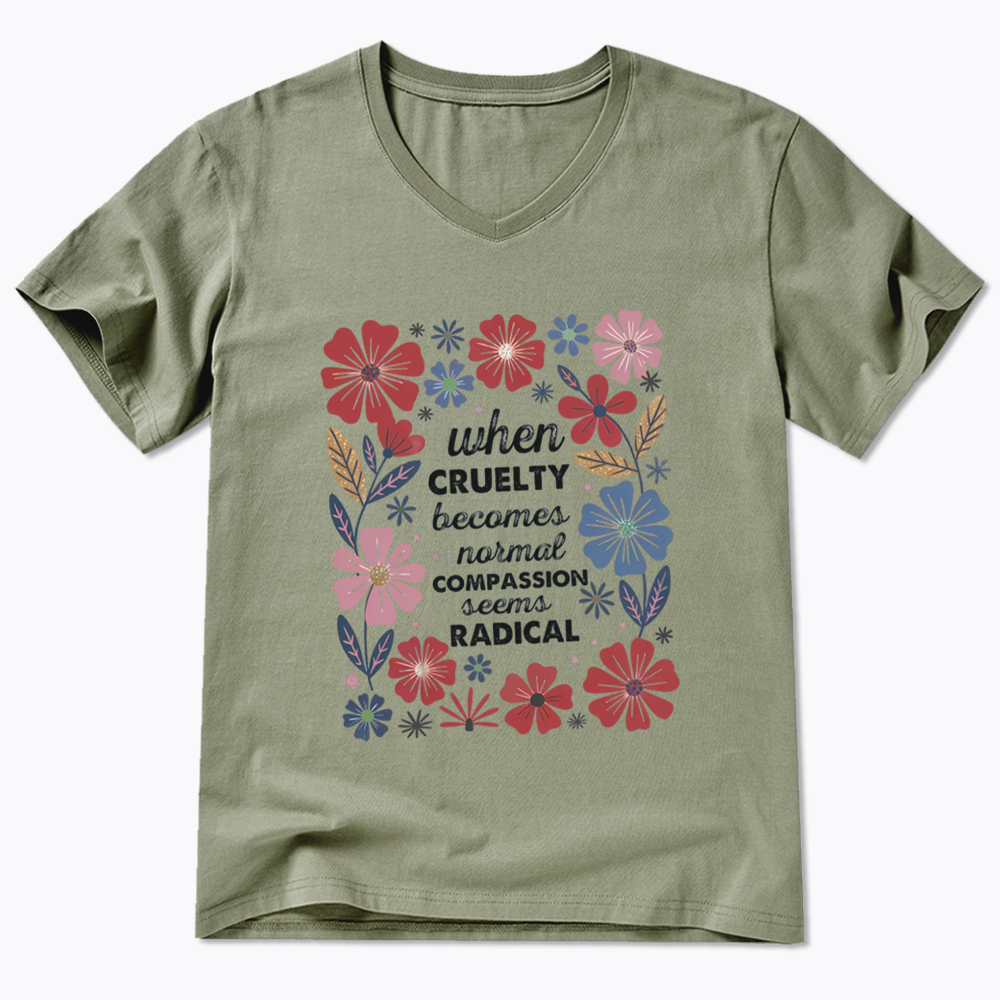 Radicalized by basic decency V-Neck V-Neck Classic T-Shirtss