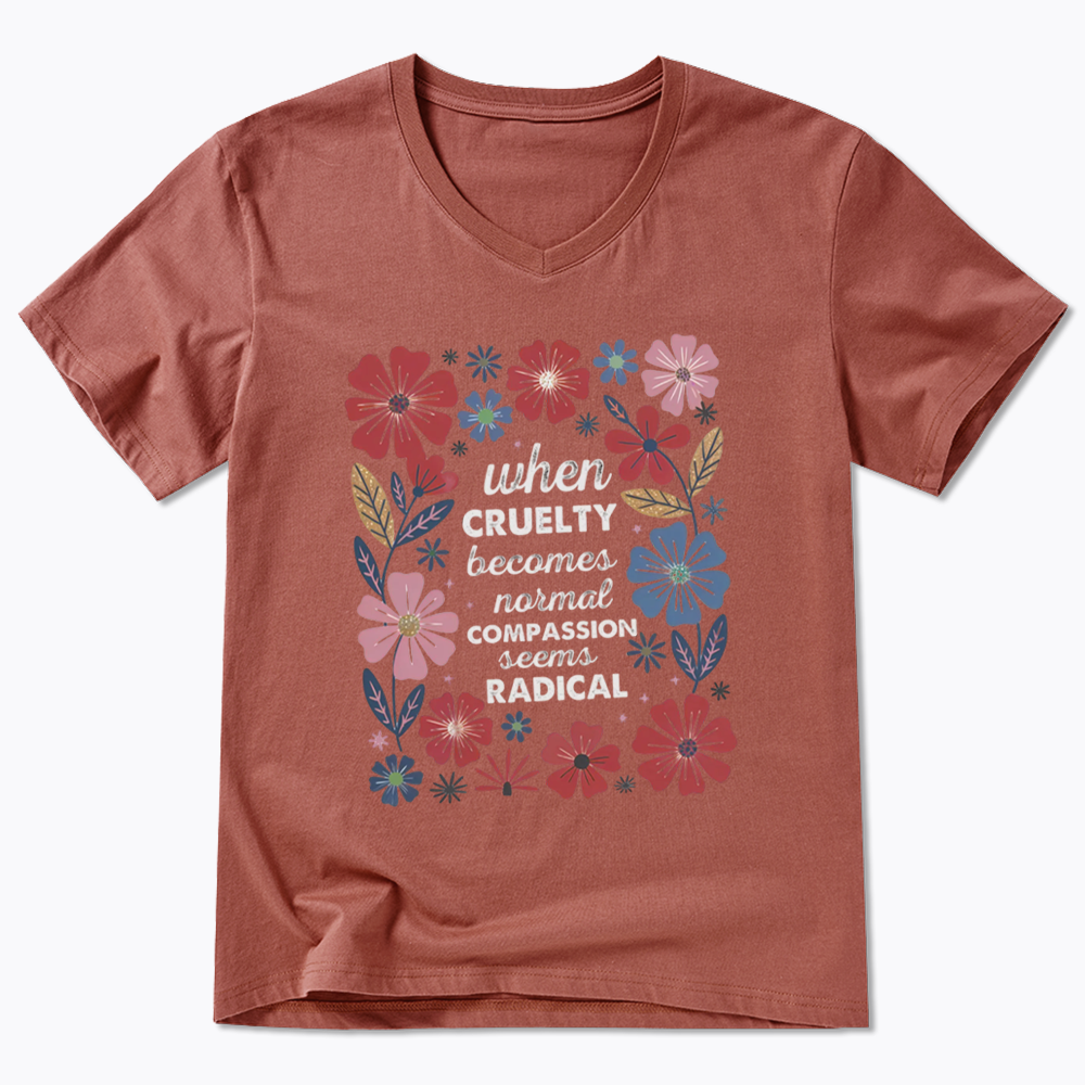 Radicalized by basic decency V-Neck V-Neck Classic T-Shirtss