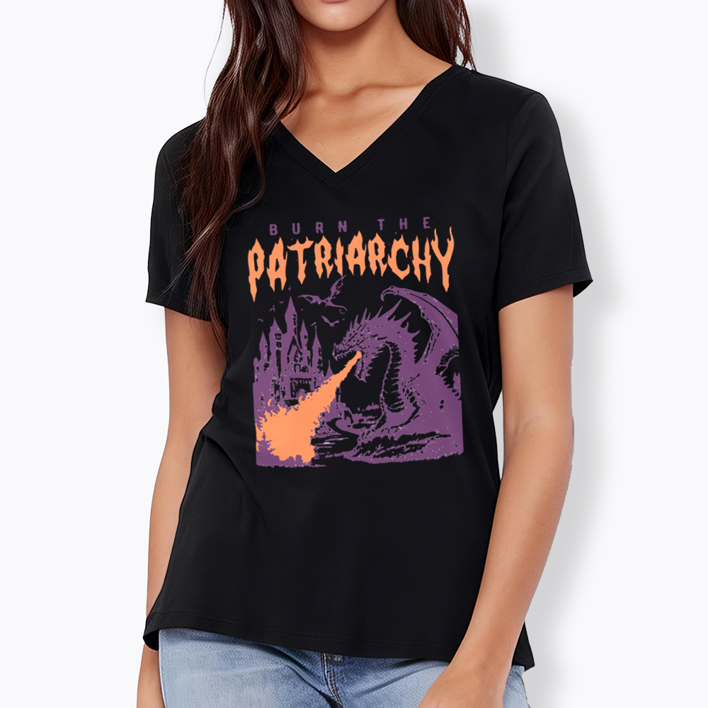 Burn the Patriarchy Dragon V-Neck Classic T-Shirt