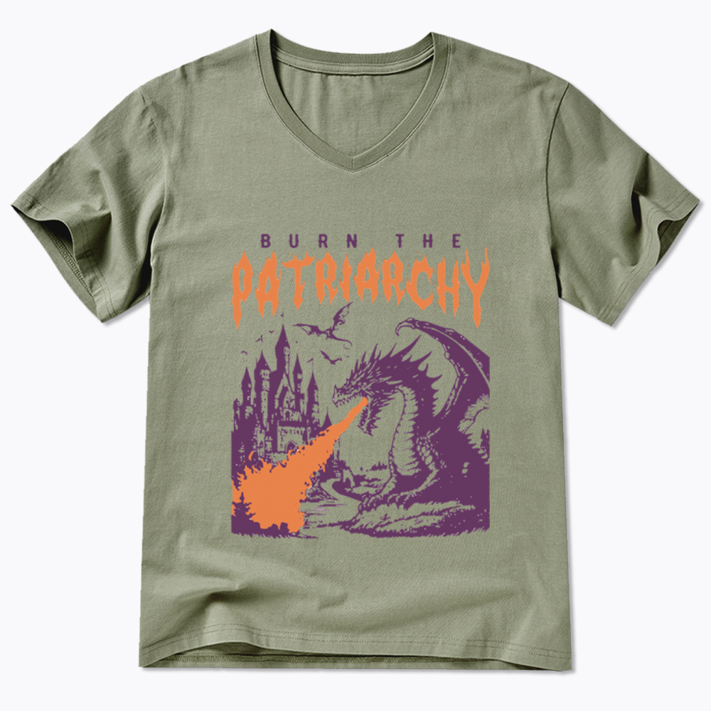 Burn the Patriarchy Dragon V-Neck Classic T-Shirt