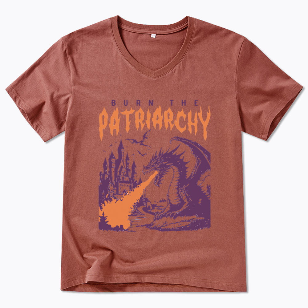 Burn the Patriarchy Dragon V-Neck Classic T-Shirt