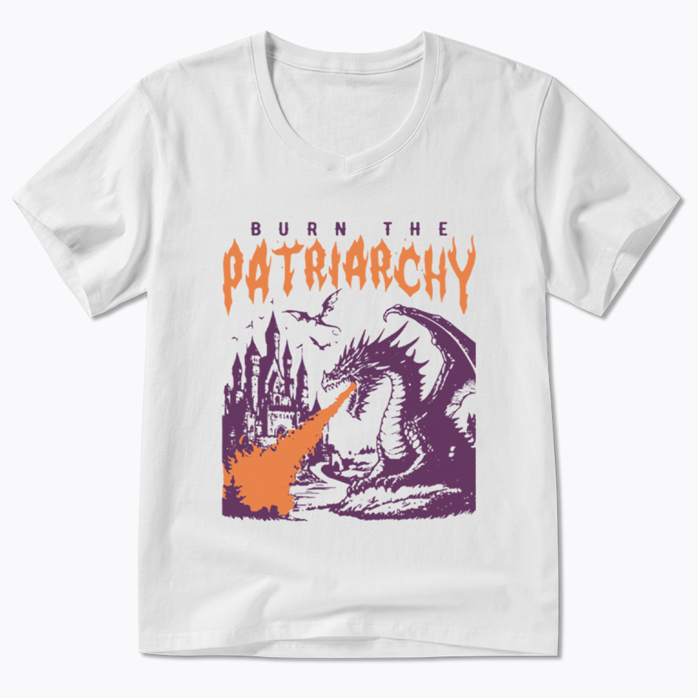 Burn the Patriarchy Dragon V-Neck Classic T-Shirt
