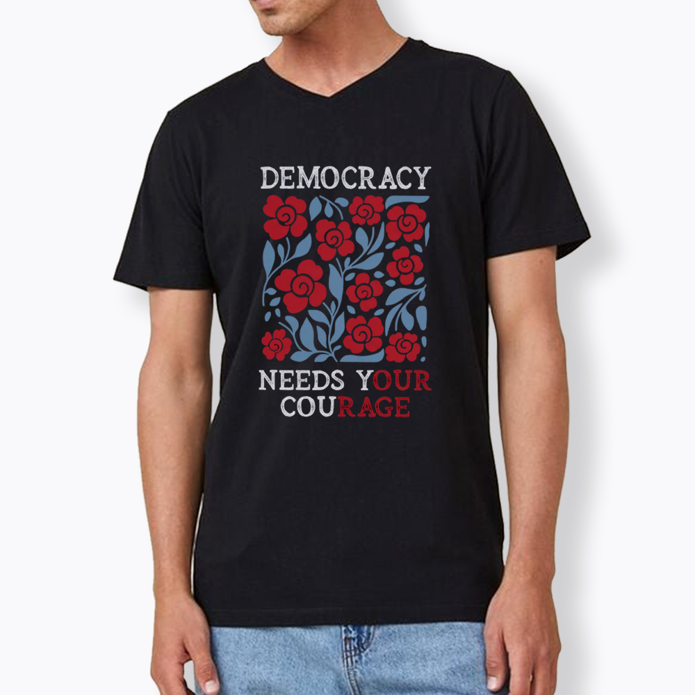 Pro Democracy V-Neck Classic T-Shirts