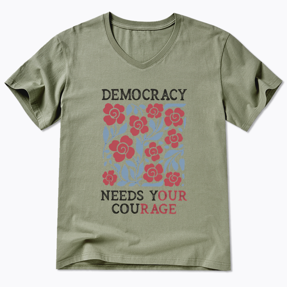 Pro Democracy V-Neck Classic T-Shirts