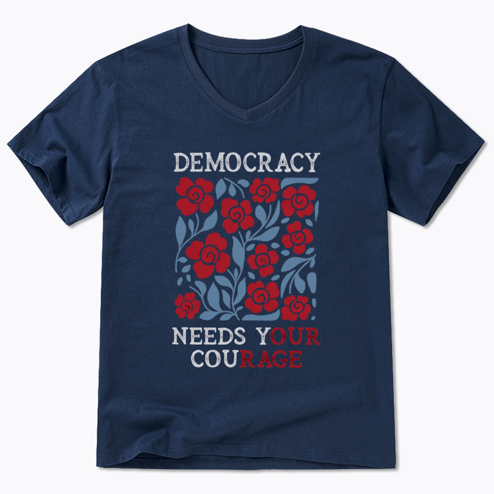 Pro Democracy V-Neck Classic T-Shirts