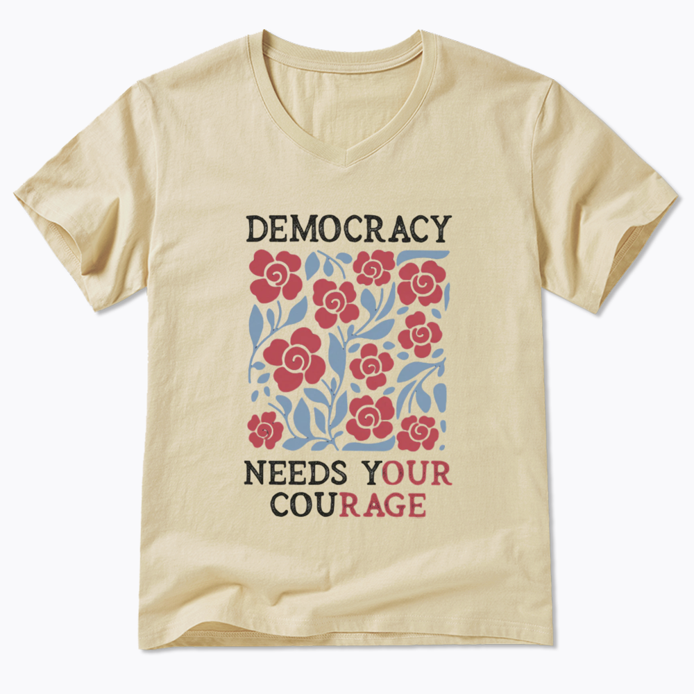Pro Democracy V-Neck Classic T-Shirts