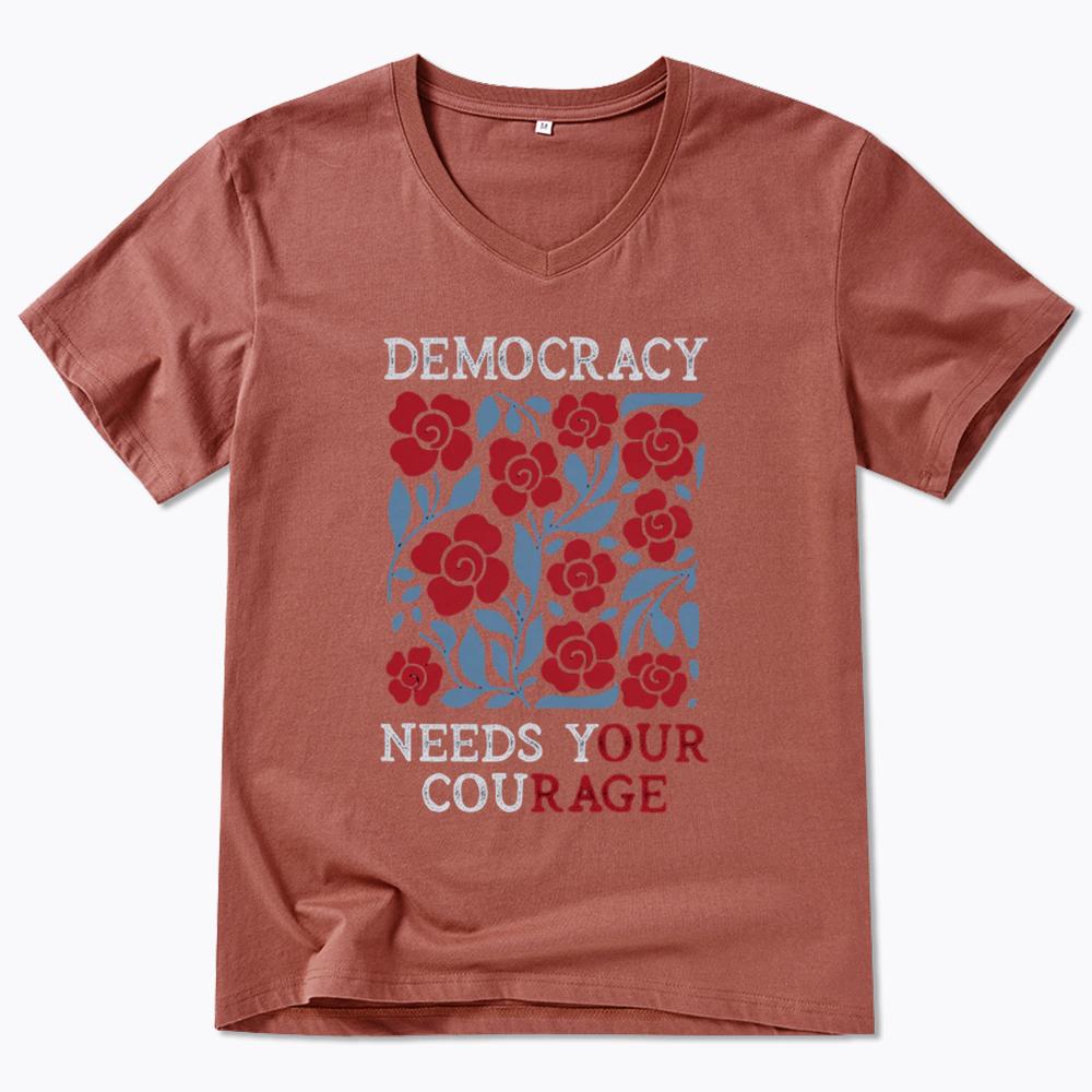 Pro Democracy V-Neck Classic T-Shirts