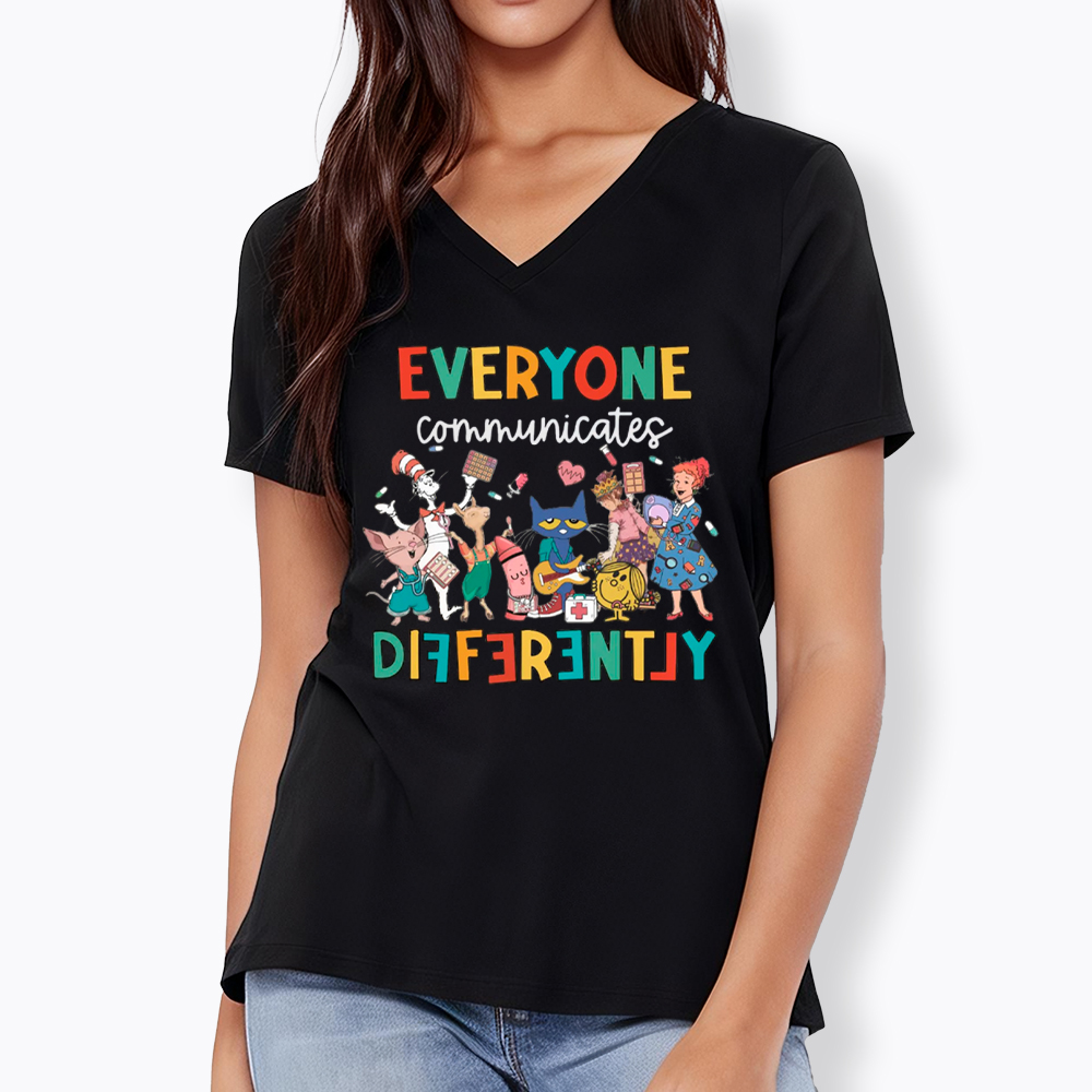 Everyone Communicates Differently V-Neck Classic T-Shirt