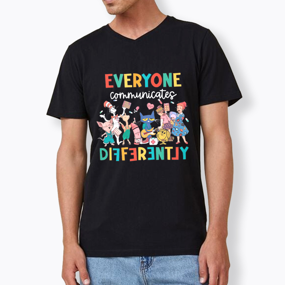 Everyone Communicates Differently V-Neck Classic T-Shirt