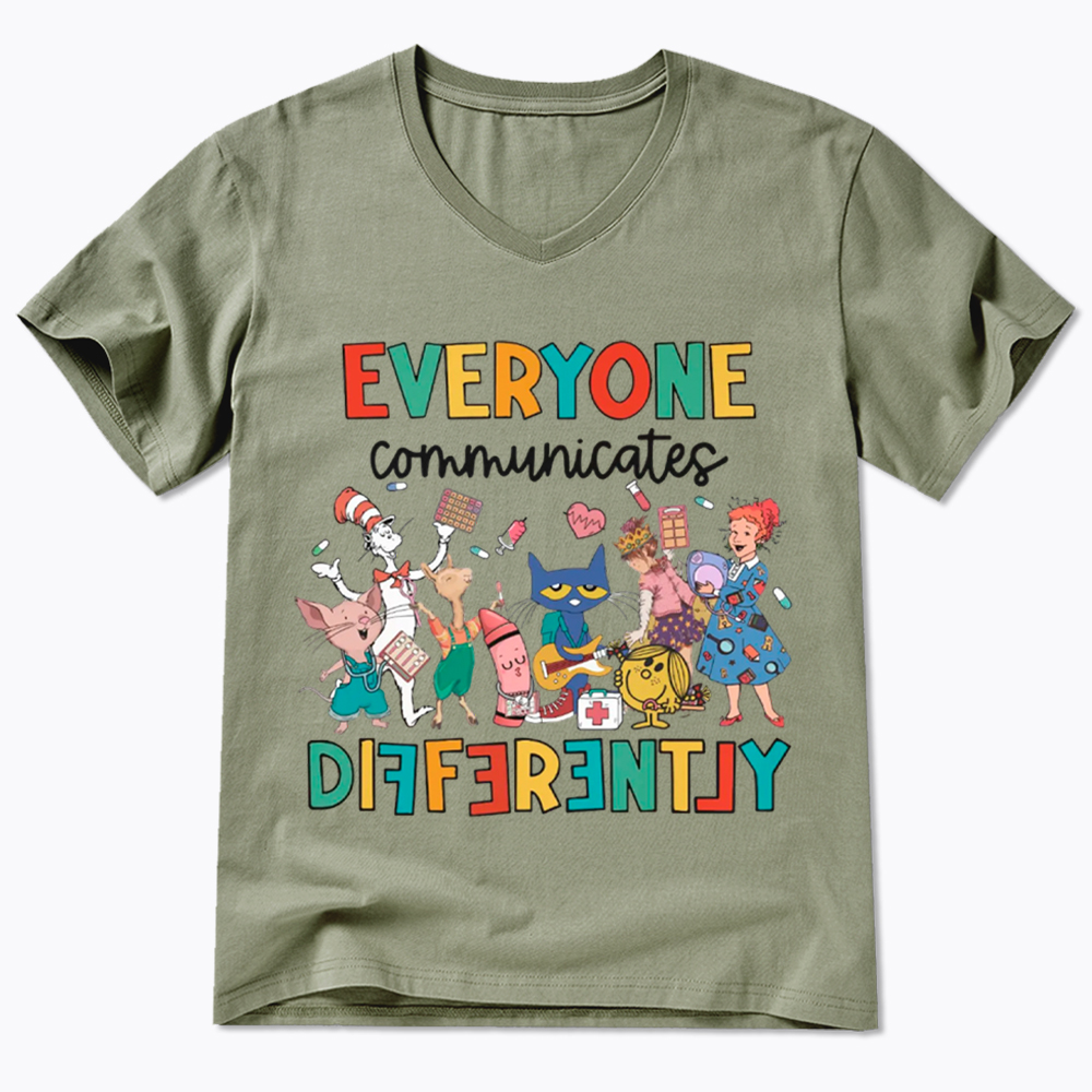Everyone Communicates Differently V-Neck Classic T-Shirt
