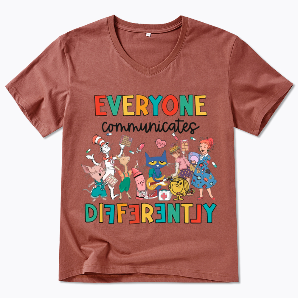 Everyone Communicates Differently V-Neck Classic T-Shirt