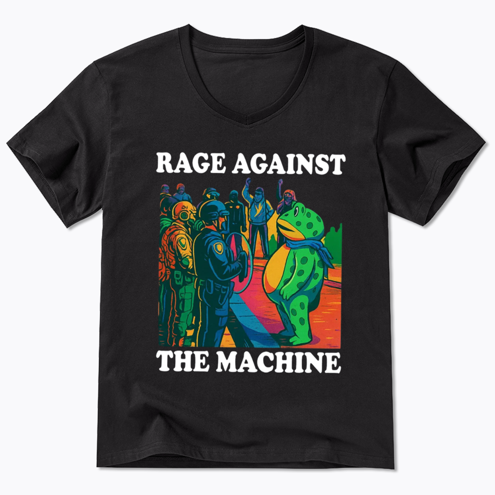 Comfort Colors Portland Frog Protest V-Neck Classic T-Shirts