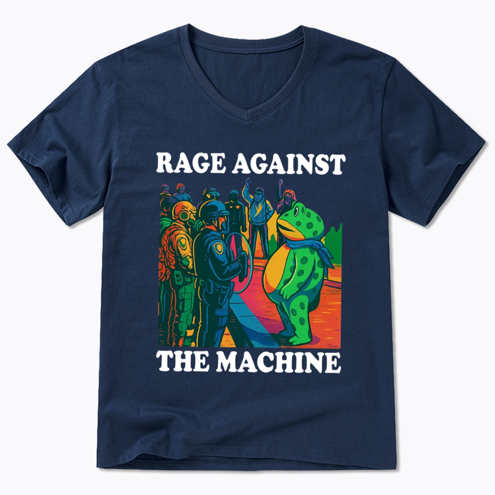 Comfort Colors Portland Frog Protest V-Neck Classic T-Shirts