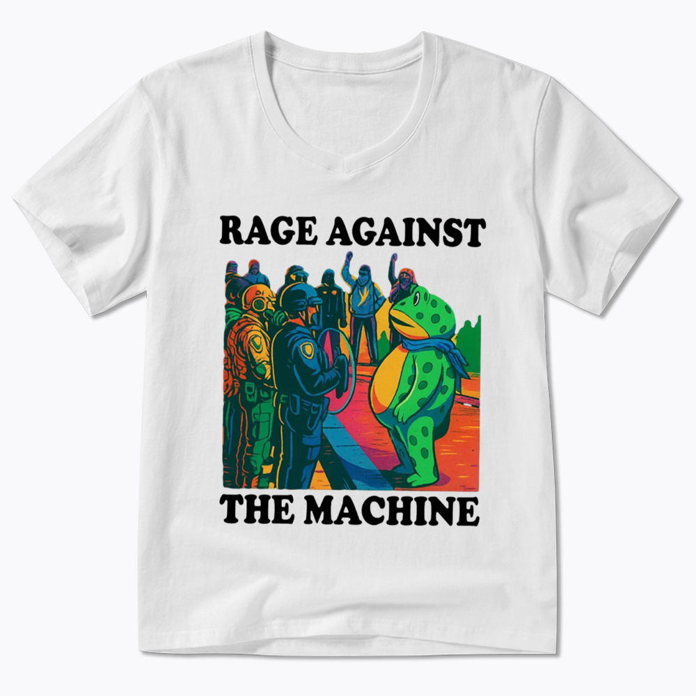 Comfort Colors Portland Frog Protest V-Neck Classic T-Shirts