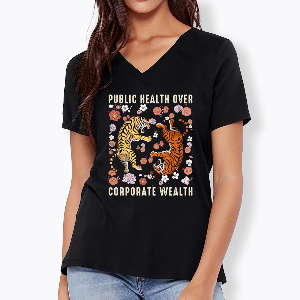 Public Health Over Corporate Wealth V-Neck Classic T-Shirts