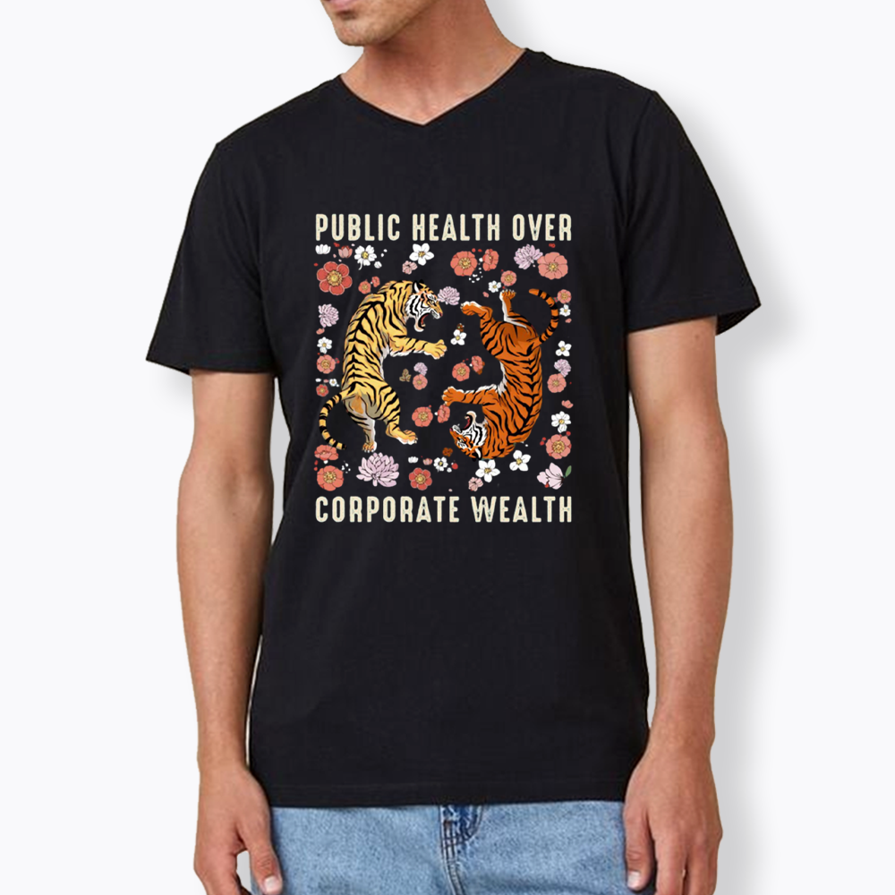 Public Health Over Corporate Wealth V-Neck Classic T-Shirts