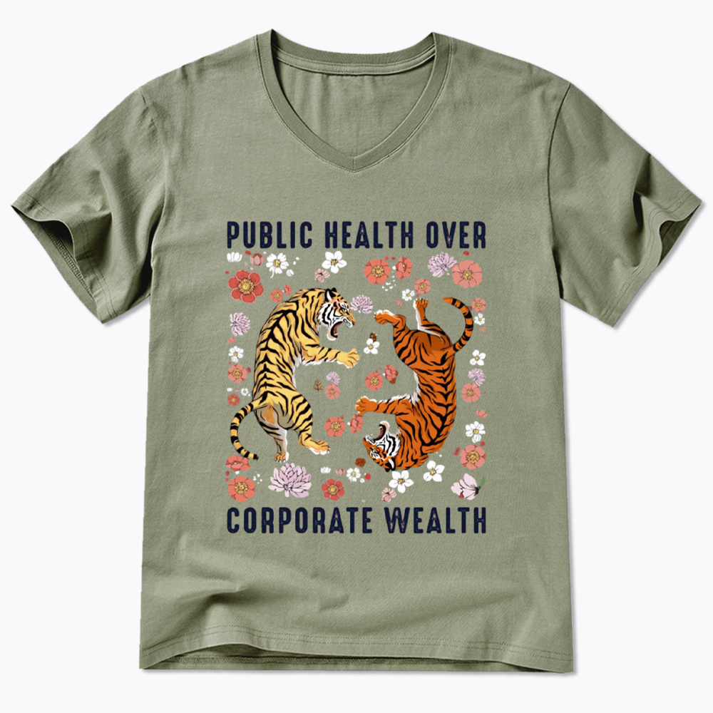 Public Health Over Corporate Wealth V-Neck Classic T-Shirts