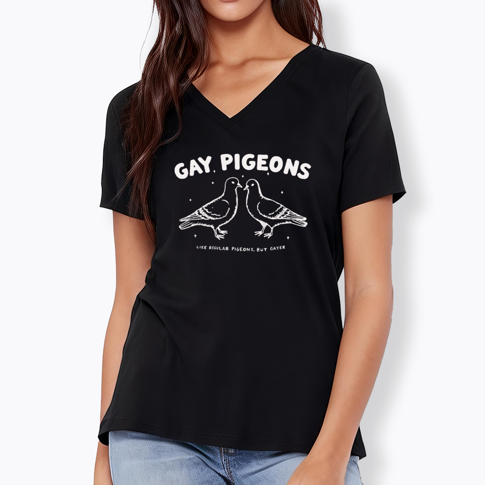 Gay Pigeons V-Neck Classic T-Shirts