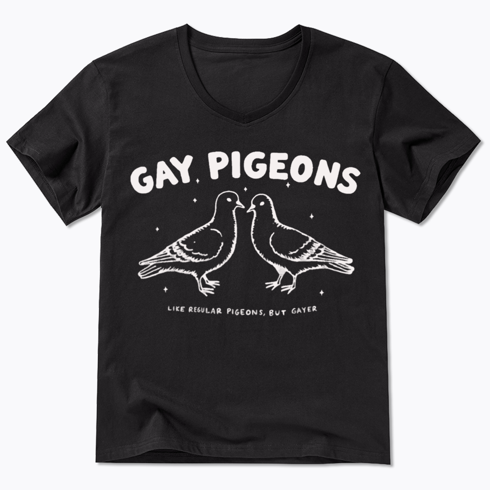 Gay Pigeons V-Neck Classic T-Shirts