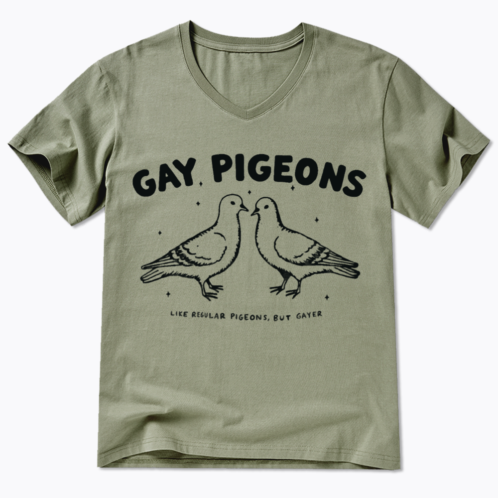 Gay Pigeons V-Neck Classic T-Shirts