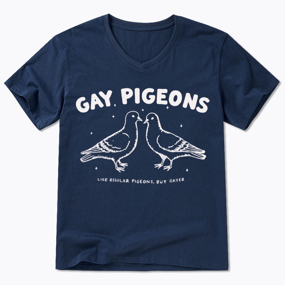 Gay Pigeons V-Neck Classic T-Shirts