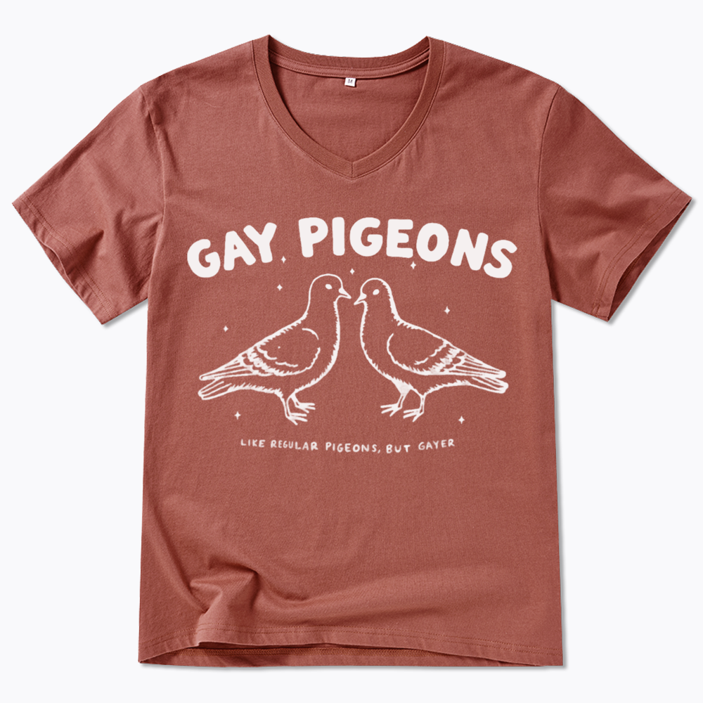 Gay Pigeons V-Neck Classic T-Shirts