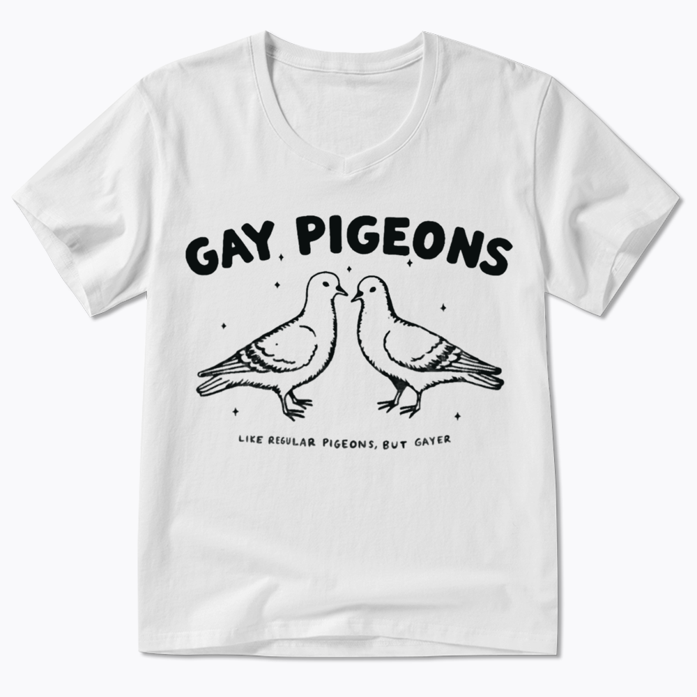 Gay Pigeons V-Neck Classic T-Shirts