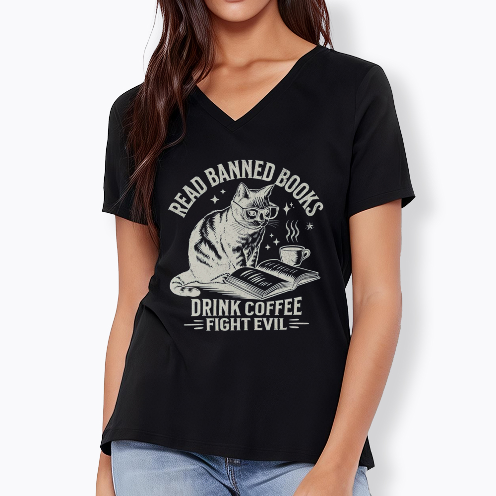 Read Books Drink Coffee Fight Evil V-Neck Classic T-Shirt
