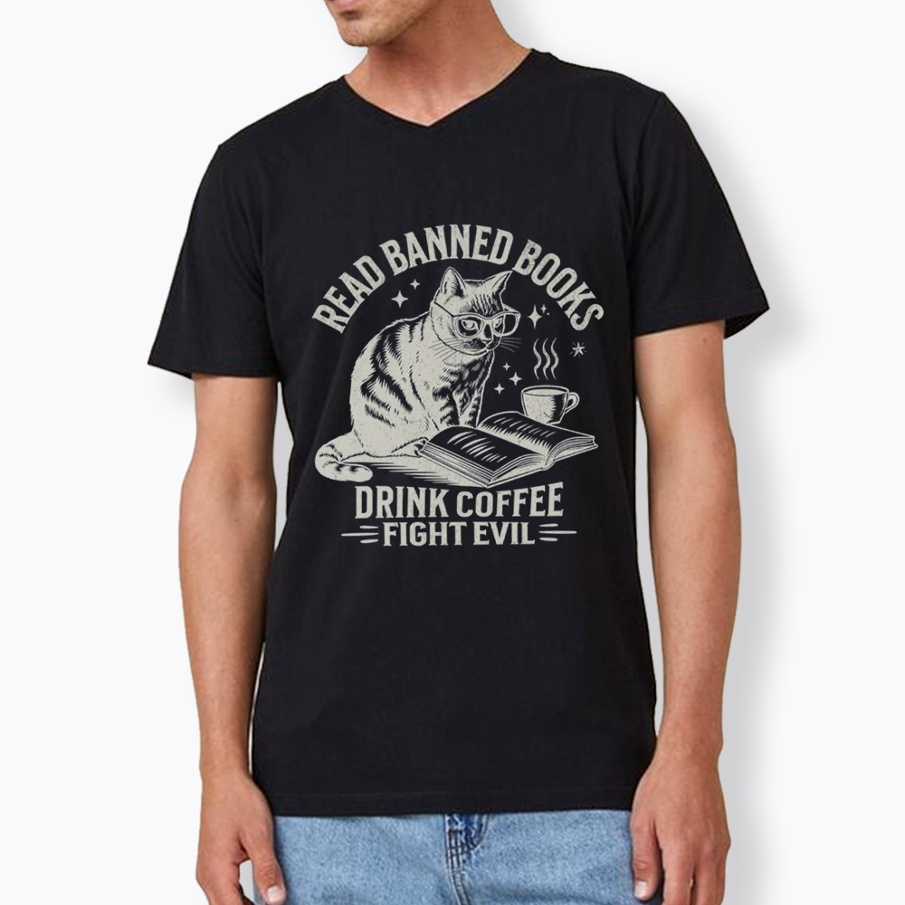 Read Books Drink Coffee Fight Evil V-Neck Classic T-Shirt