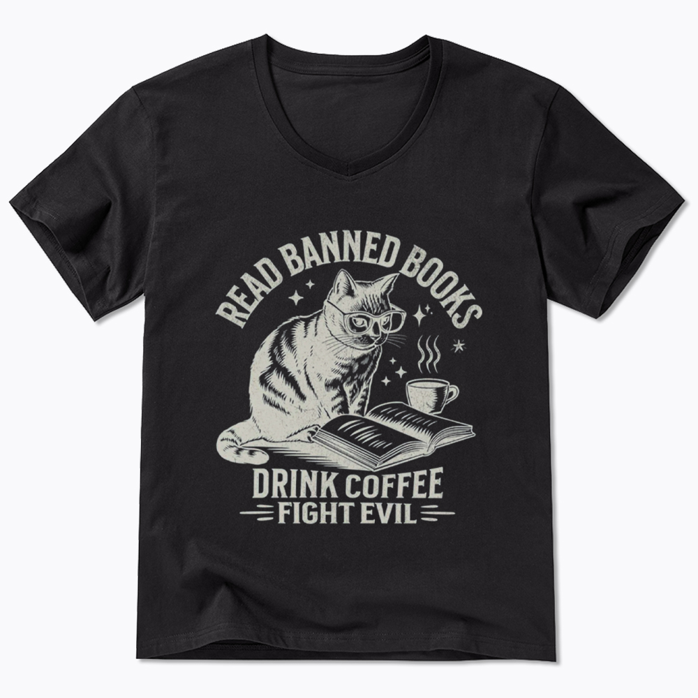 Read Books Drink Coffee Fight Evil V-Neck Classic T-Shirt