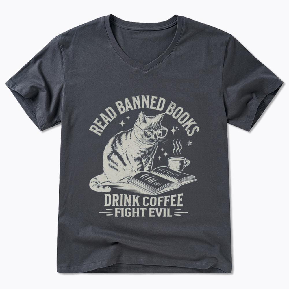 Read Books Drink Coffee Fight Evil V-Neck Classic T-Shirt