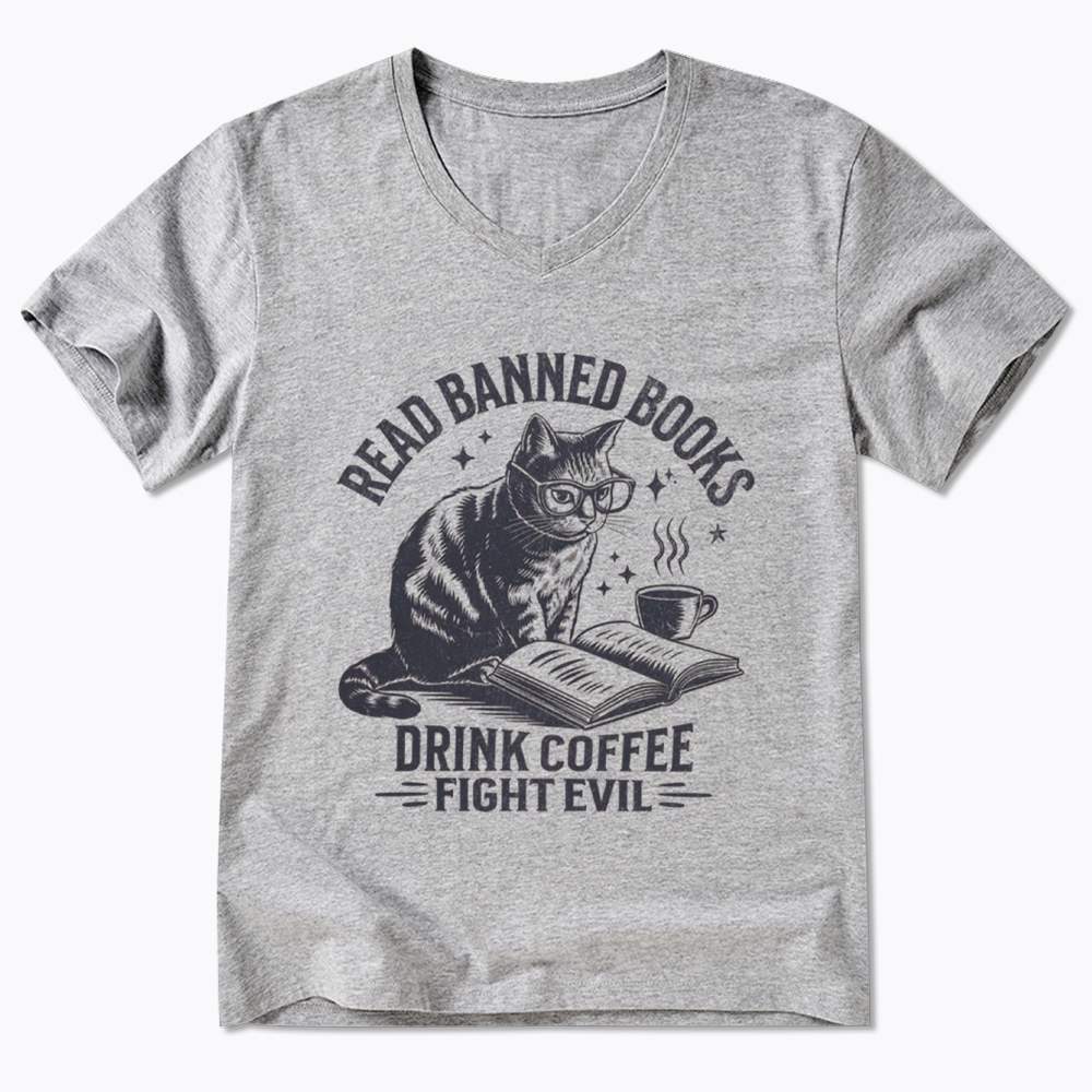 Read Books Drink Coffee Fight Evil V-Neck Classic T-Shirt