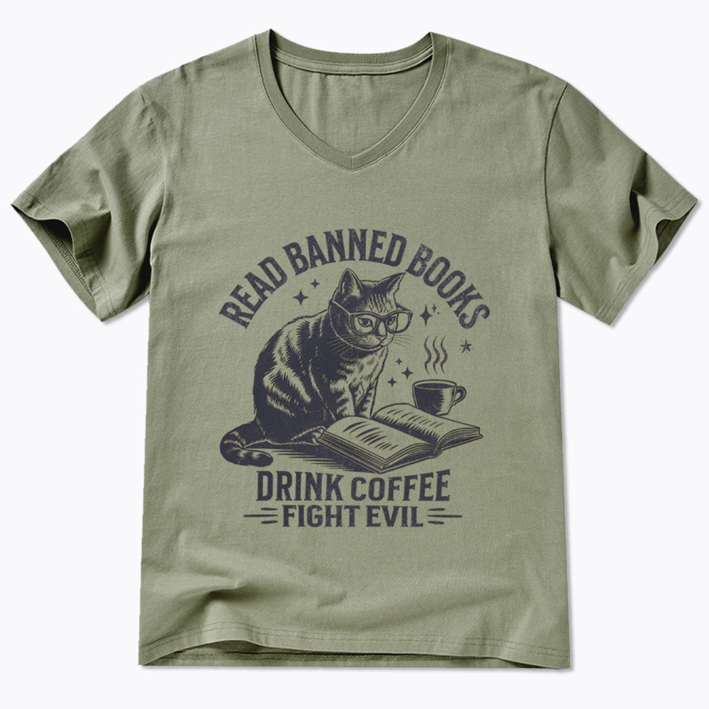 Read Books Drink Coffee Fight Evil V-Neck Classic T-Shirt
