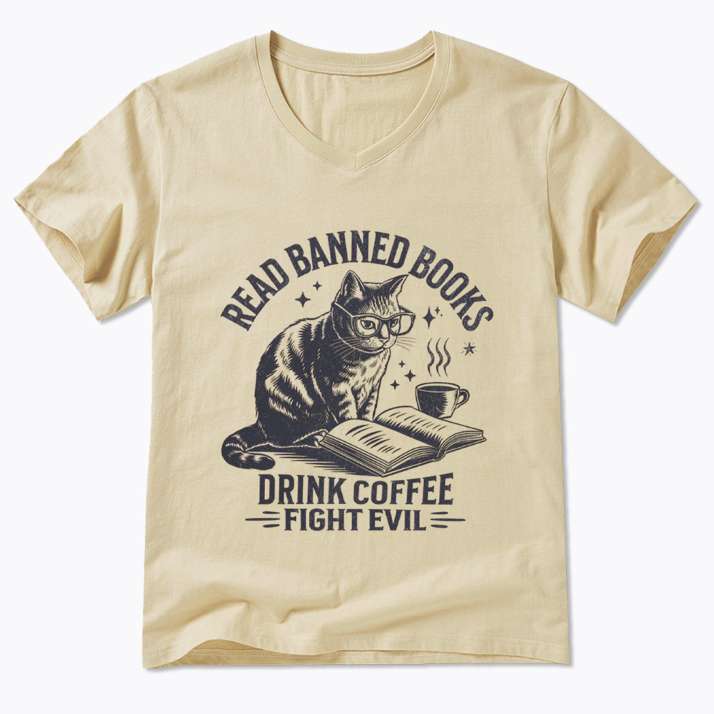 Read Books Drink Coffee Fight Evil V-Neck Classic T-Shirt