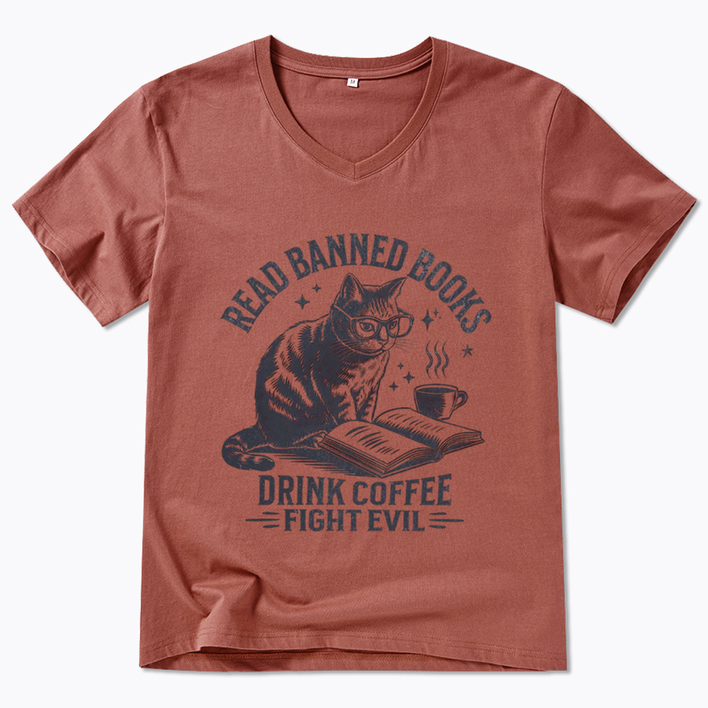 Read Books Drink Coffee Fight Evil V-Neck Classic T-Shirt